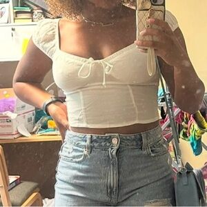 White off the shoulder crop top